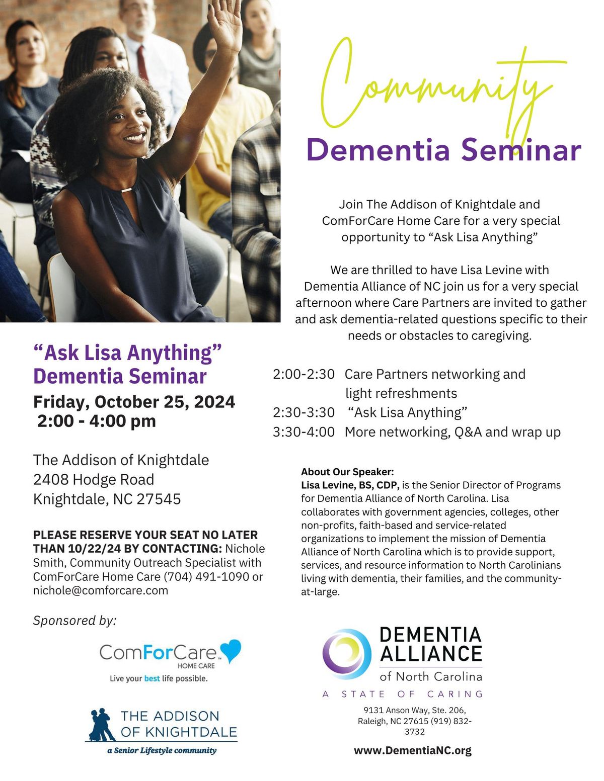 "Ask Lisa Anything" Dementia Seminar