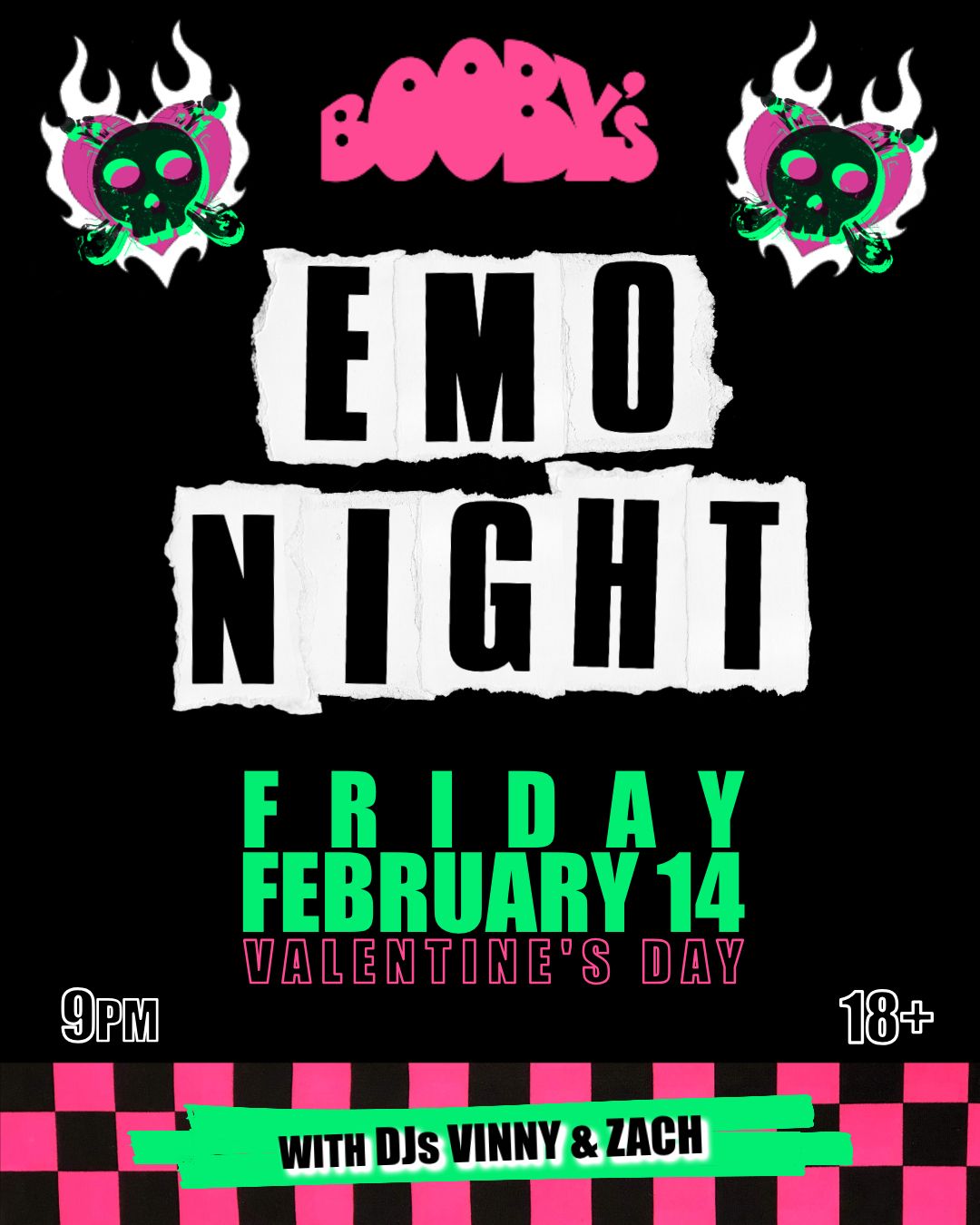 EMO NIGHT: Valentine's Day @ Booby's!