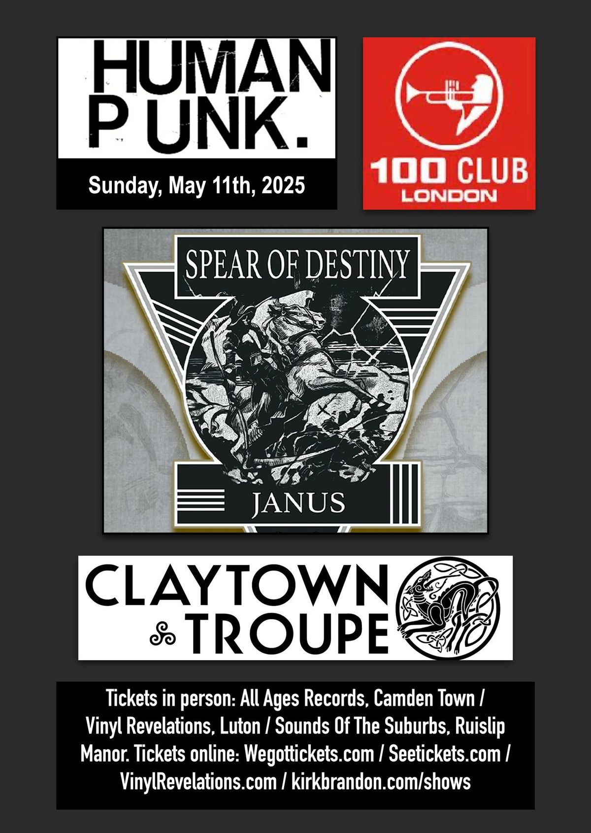 Spear Of Destiny & Claytown Troupe live at the 100 Club, London on Sunday 11th May 2025