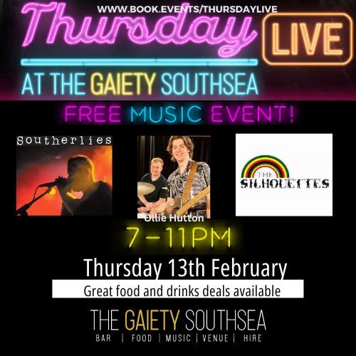 FREE music event Thursday live @ The Gaiety Southsea