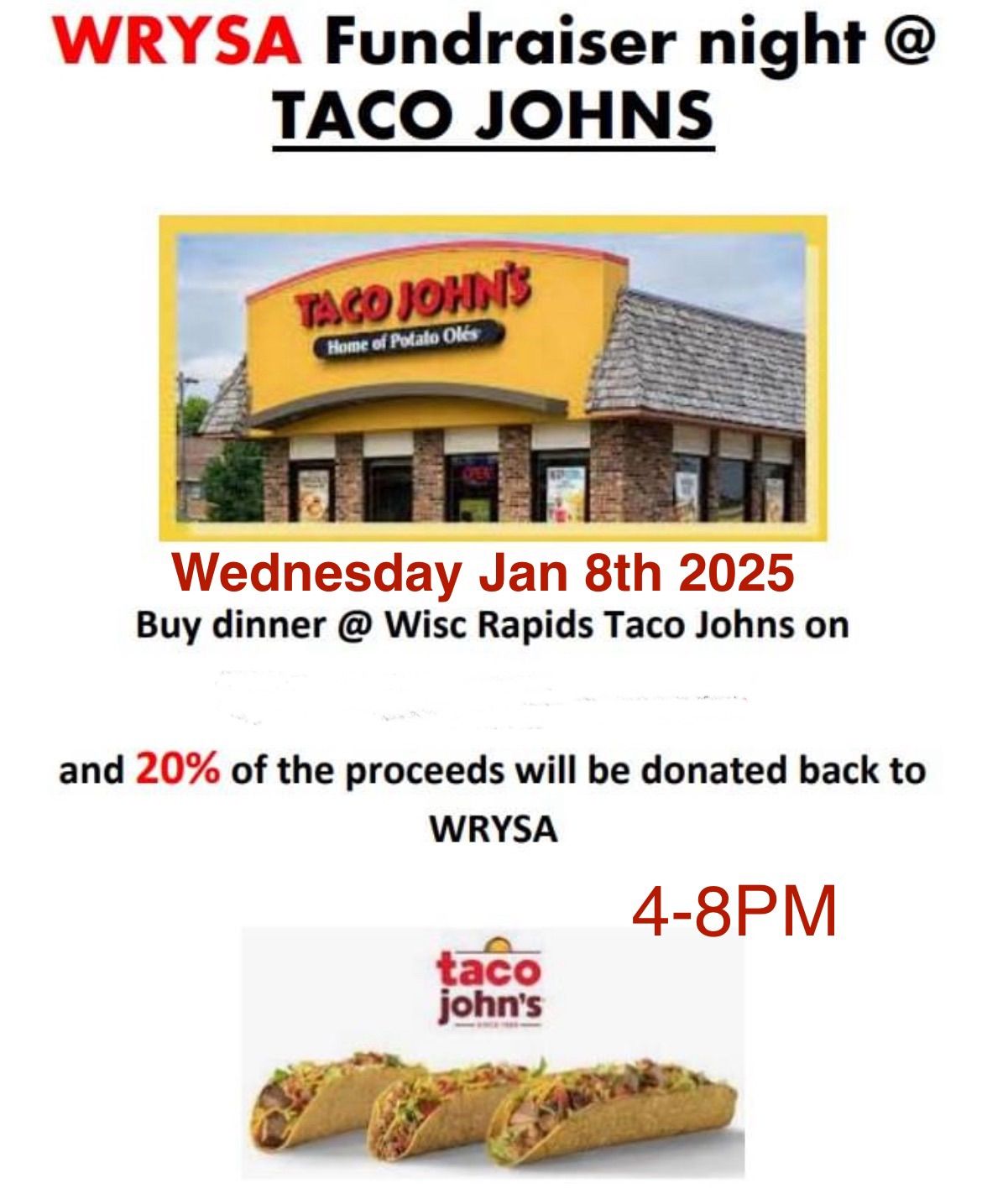 WRYSA Taco John\u2019s Fundraiser Night