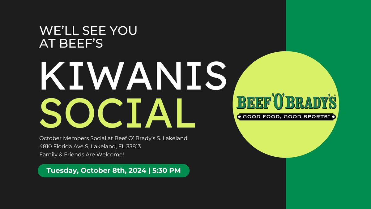 Kiwanis Social - Beef O' Brady's South Lakeland