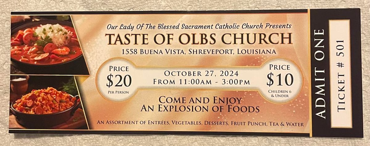 Tasty Food Event,  For tickets call 318-222-3790