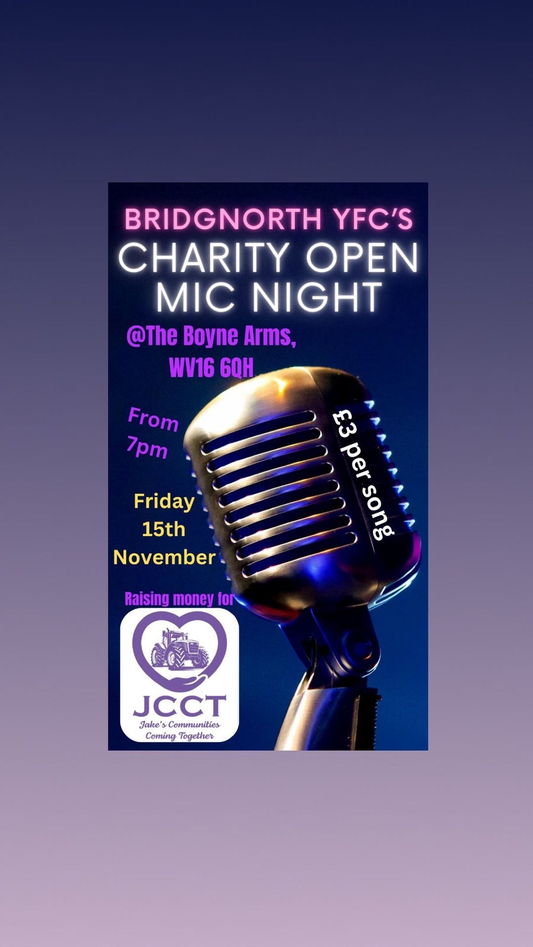 Bridgnorth YFC\u2019s Charity open mic night!