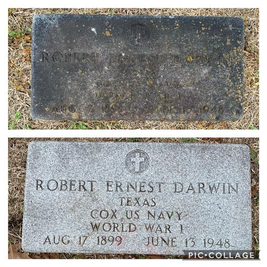 Veteran headstone cleaning at Bryan City Cemetery