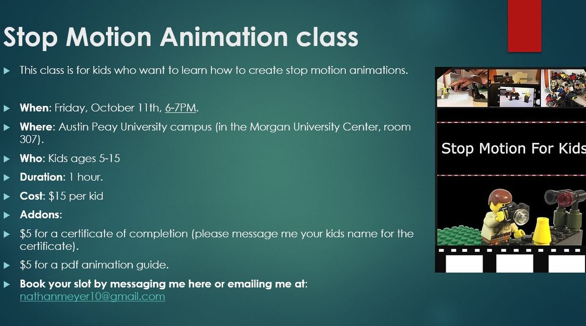 Stop Motion Animation Class for Kids