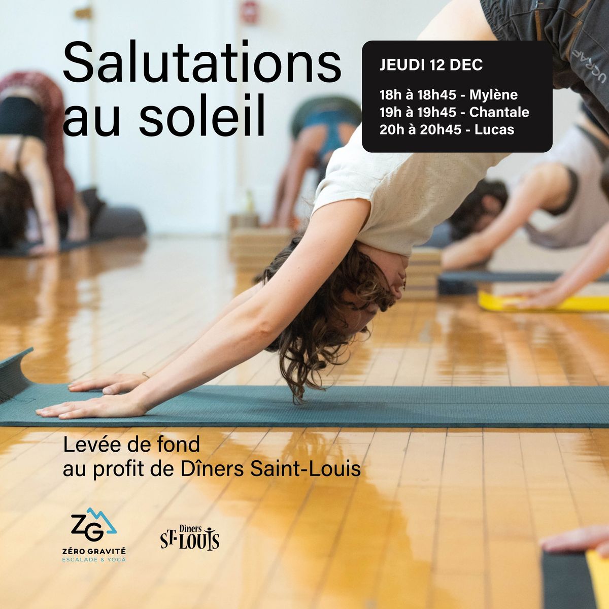 Lev\u00e9e de fond - Salutations au soleil au profit de D\u00eeners Saint Louis