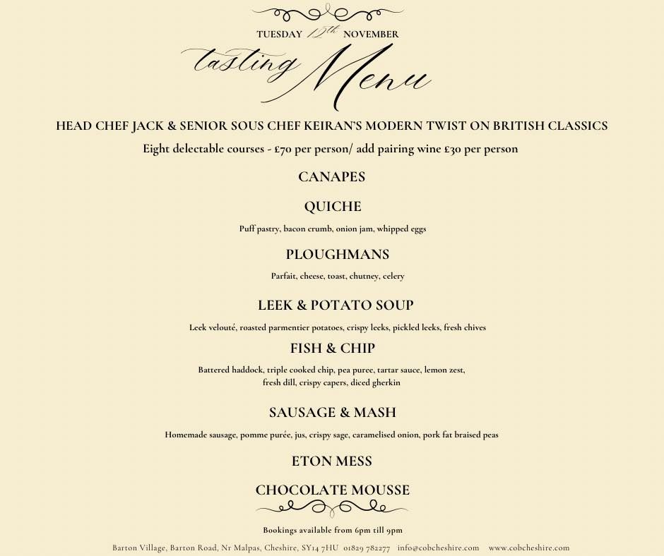 Tasting menu - Modern twist on British classics