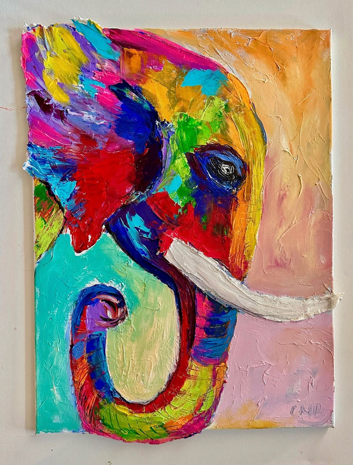 Impasto (Textured) Elephant Painting Class 