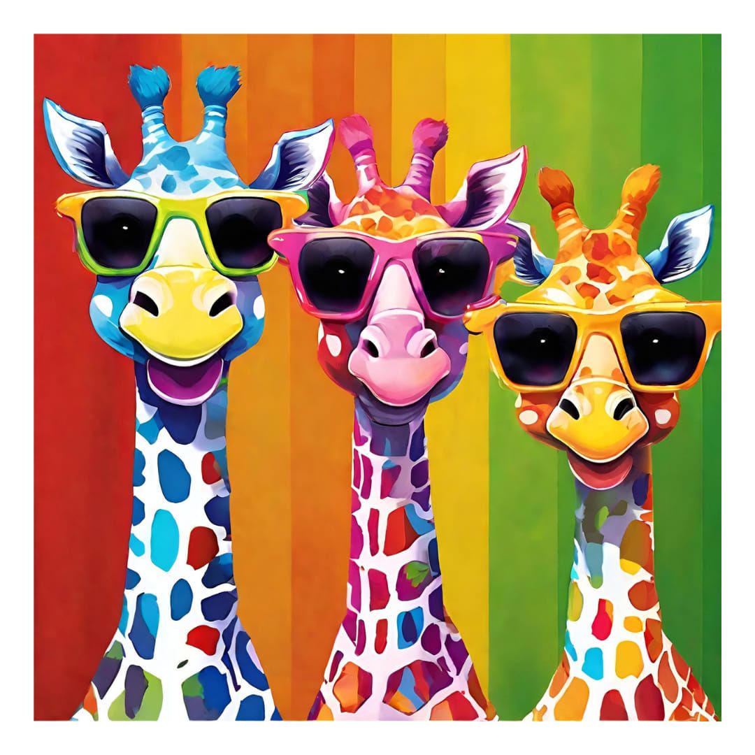 Paint and Sip - colourful giraffes from The Creation Station