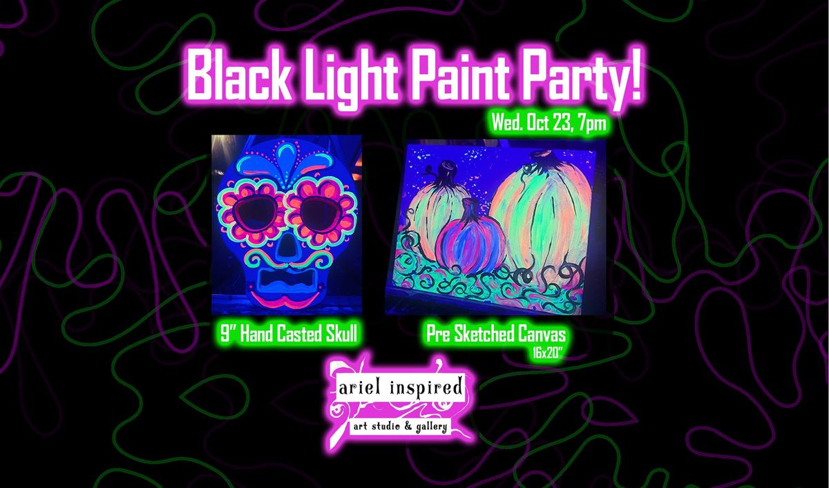 Black Light Paint Party at Ariel Inspired Art Studio!