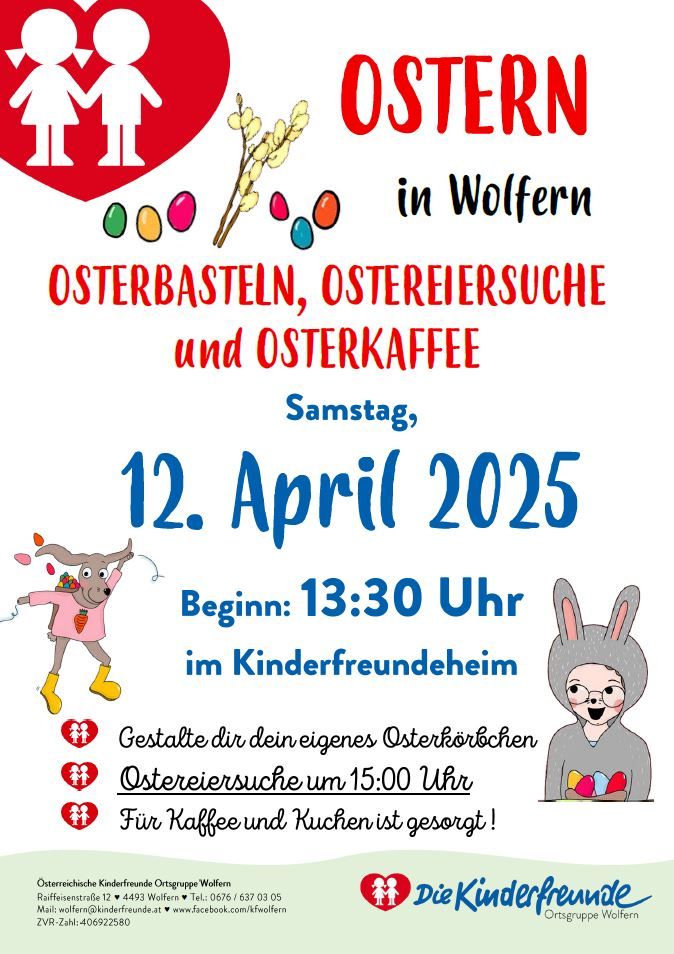 Ostereiersuche mit Osterbasteln und Osterkaffee