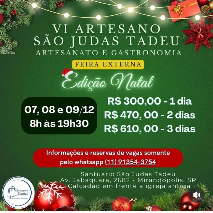 Feira Artesanato S\u00e3o Judas - Edi\u00e7\u00e3o de Natal