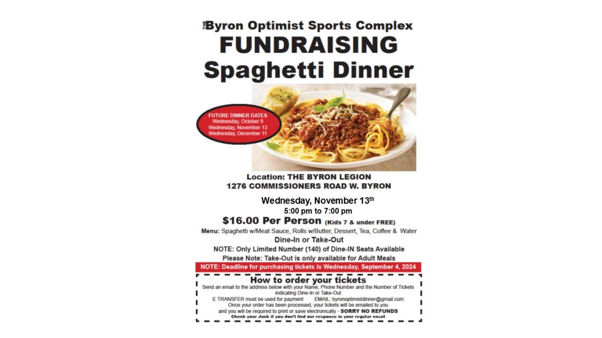 Byron Legion - Fundraising Spaghetti Dinner