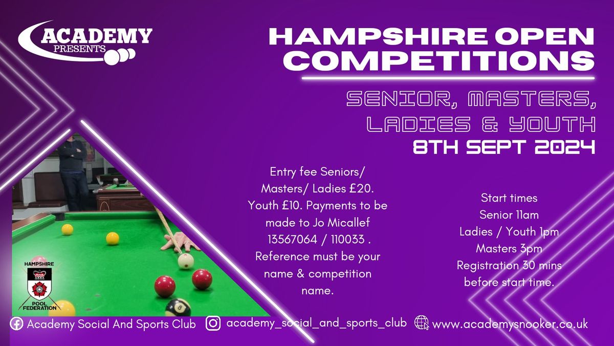 Hampshire Open Competitions - Senior, Masters, Ladies and Youth