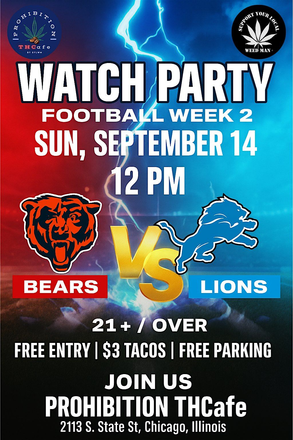 Football Sunday Watch Party: Bears vs Lions