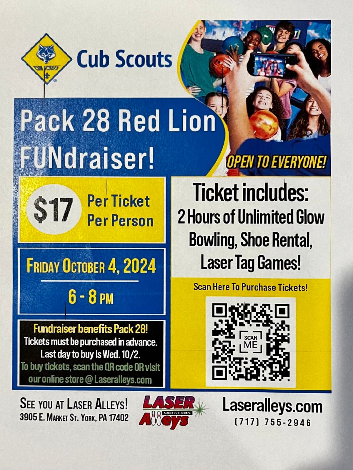 Pack 28 Red Lion FUNdraiser @ Laser Alleys