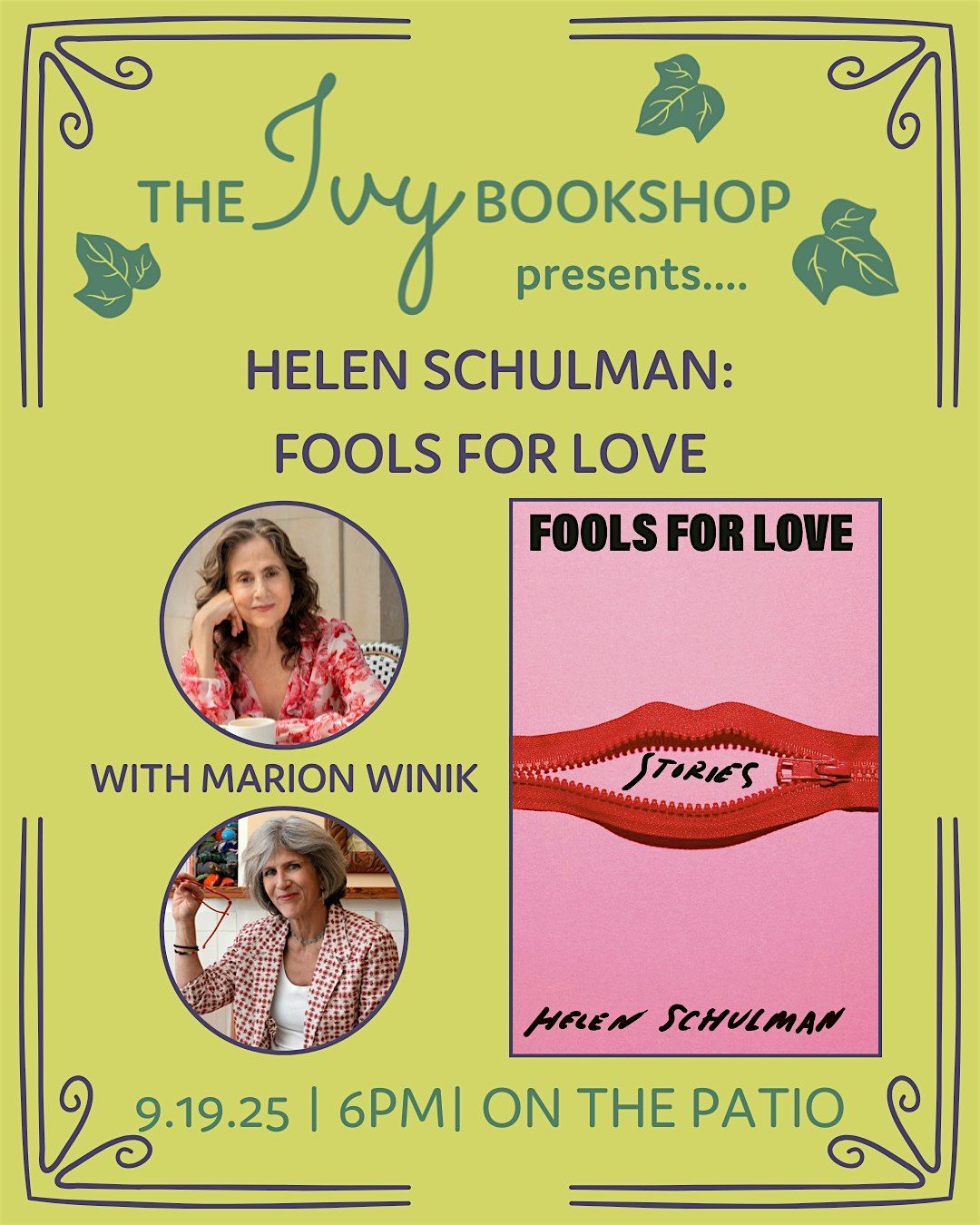 Helen Schulman: FOOLS FOR LOVE (with Marion Winik)
