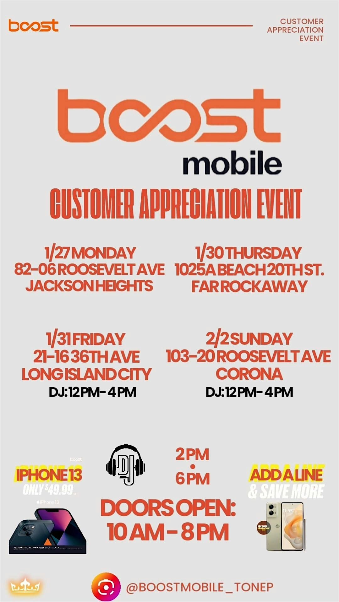 Boost Mobile's Customer Appreciation Sales event in Queens