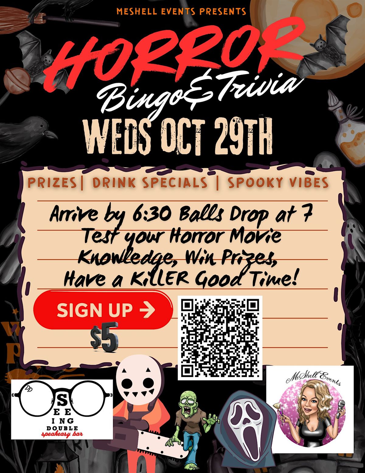 Horror Movie Trivia & Bingo at Seeing Double