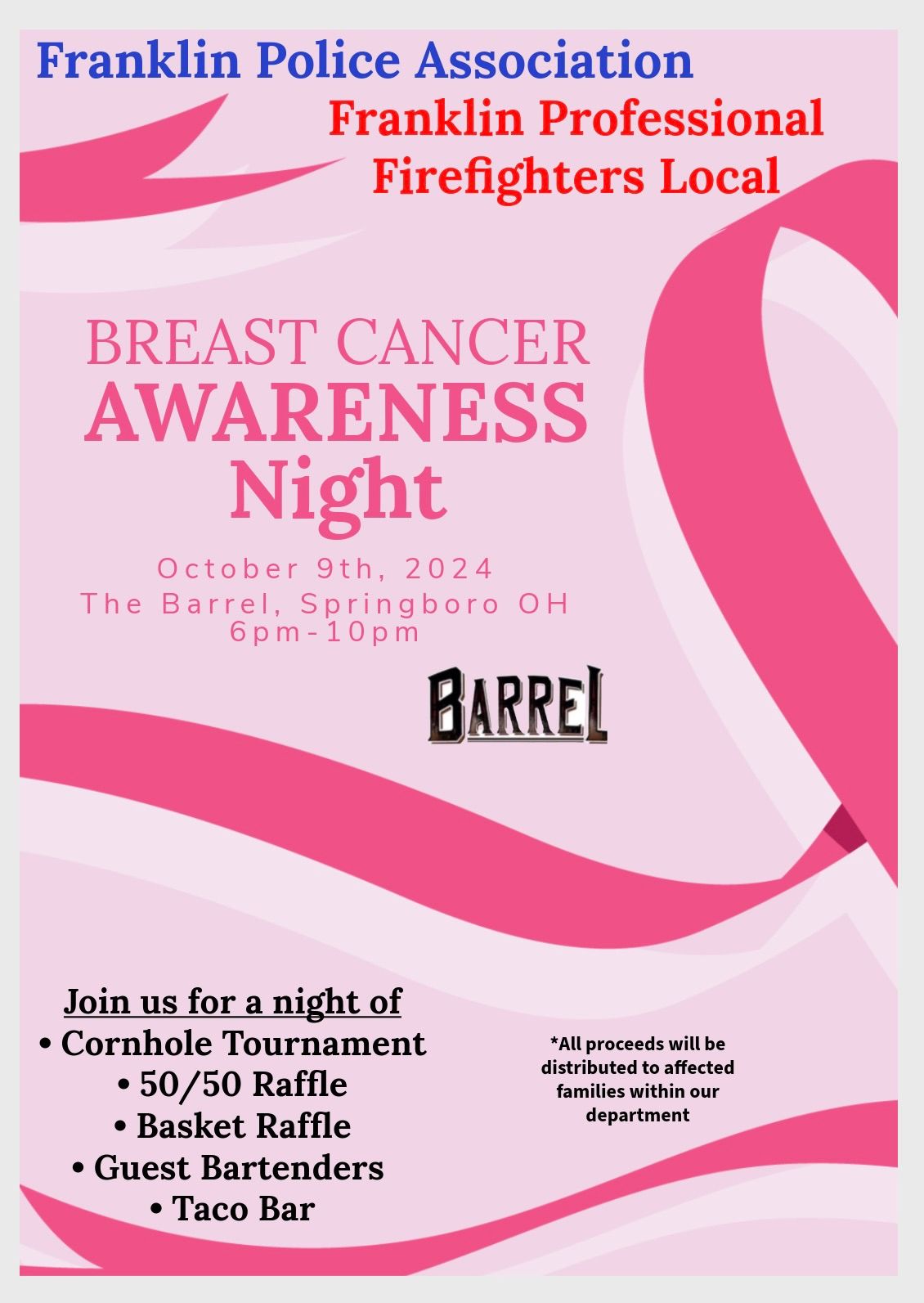 Franklin Police Association & Franklin Professional Firefighters host Breast Cancer Night 