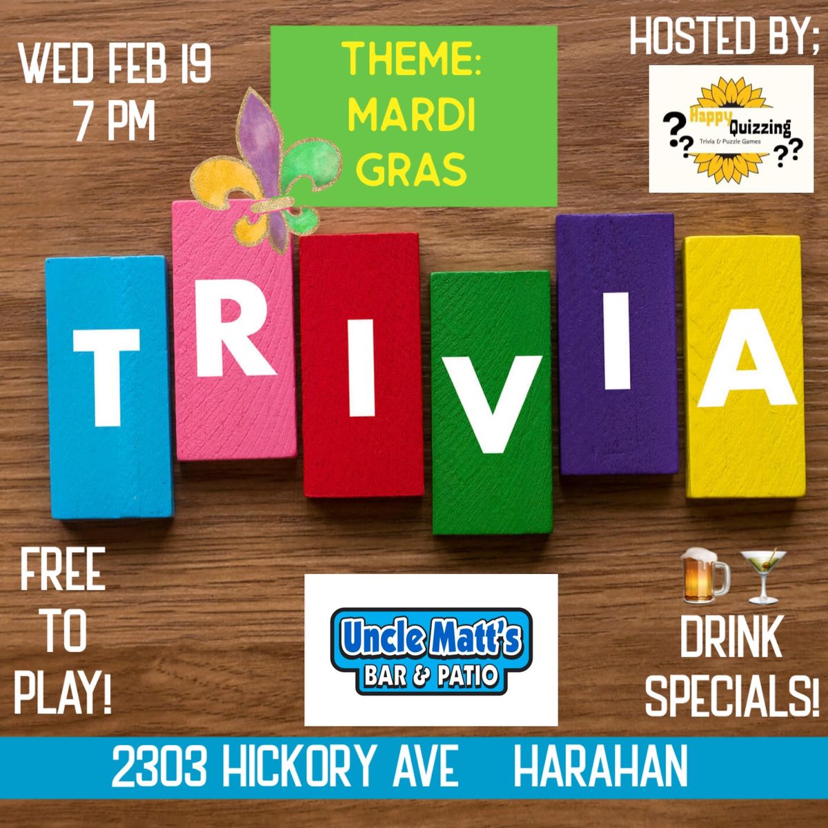 Trivia Night - Mardi Gras Trivia! \ud83d\udc9c\ud83d\udc9b\ud83d\udc9a Free to play! 