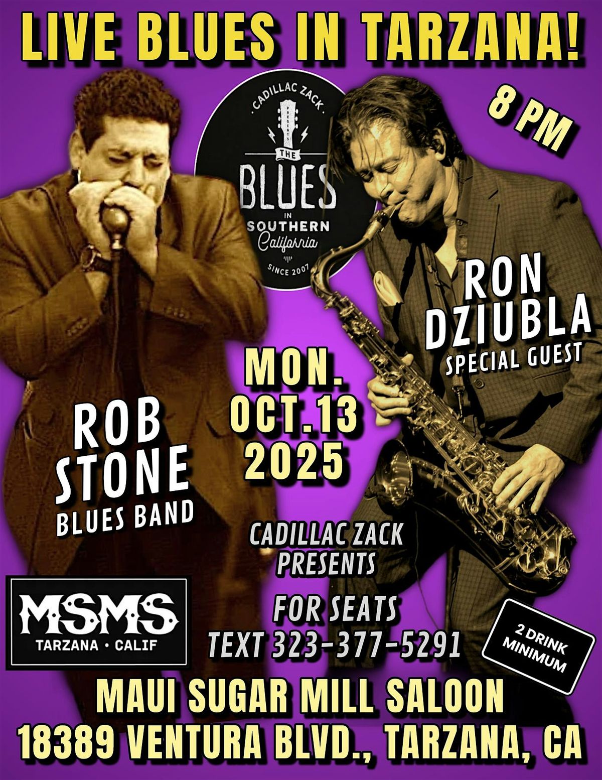 ROB STONE & RON DZIUBLA - Chicago Blues Greats - in TARZANA!