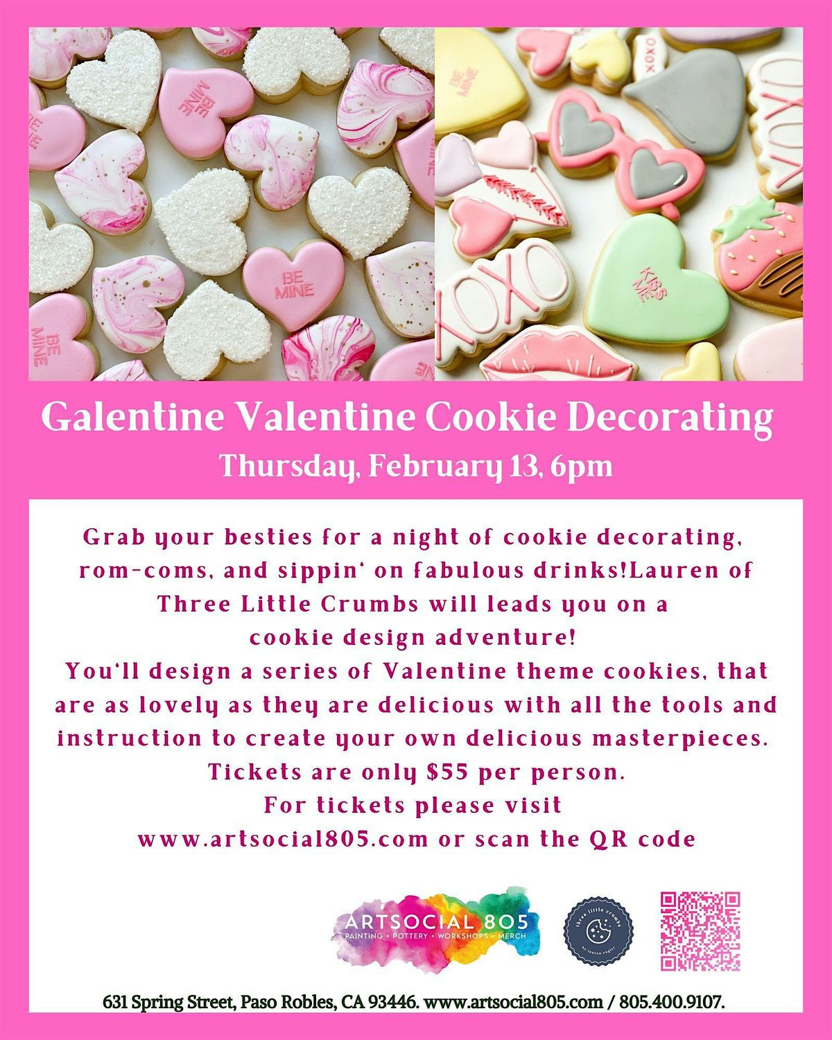 Galentine Valentine Cookie Decorating at ArtSocial 805