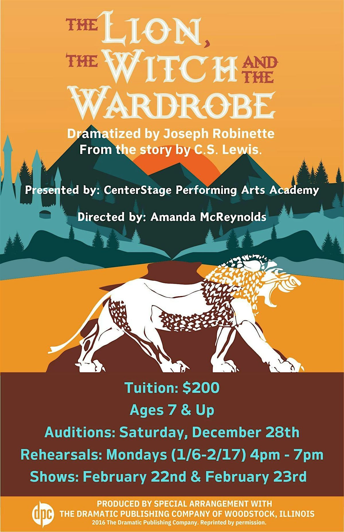 SUNDAY, FEBRUARY, 23RD 6:00 PM - THE LION, THE WITCH & THE WARDROBE 2025