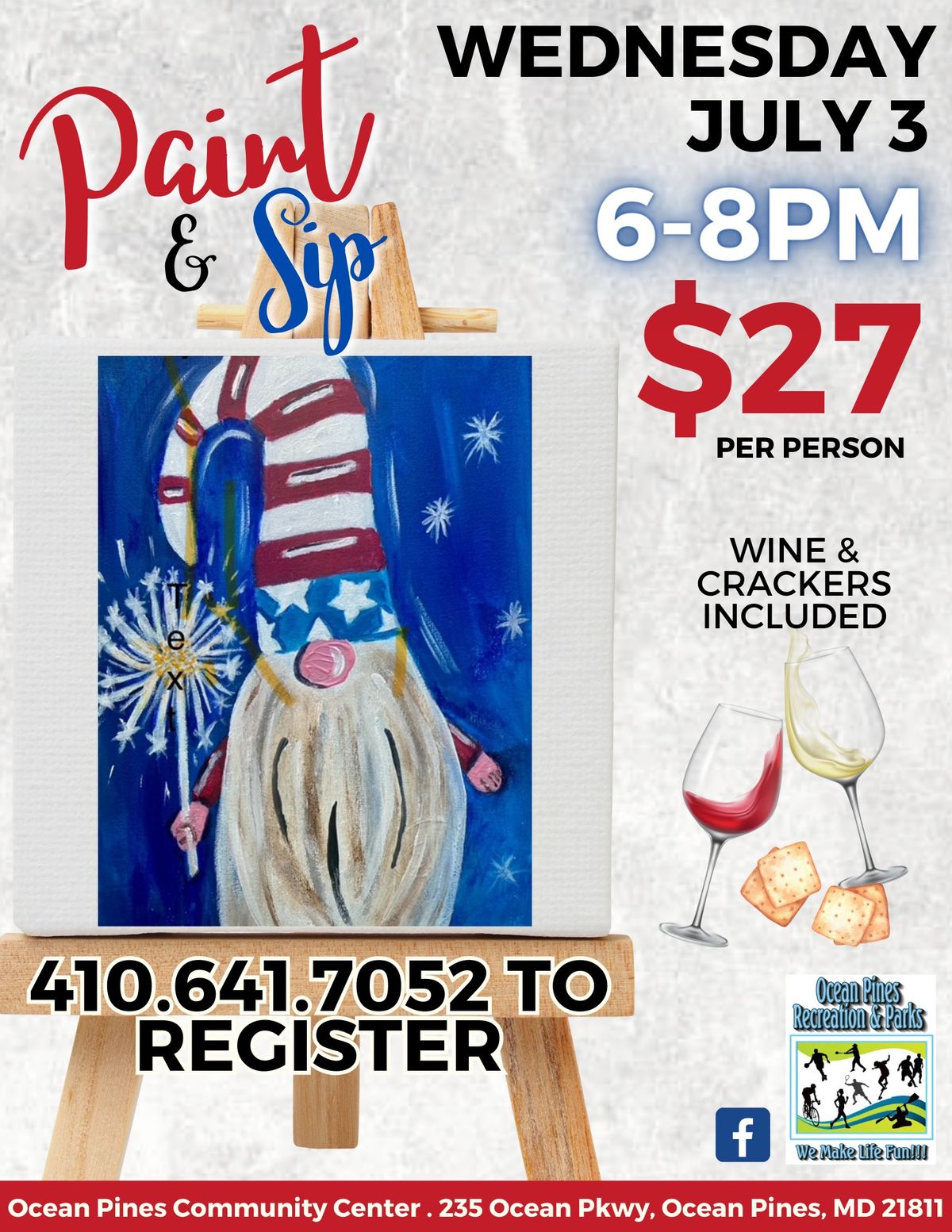 Adult Sip & Paint - 4th of July Gnome