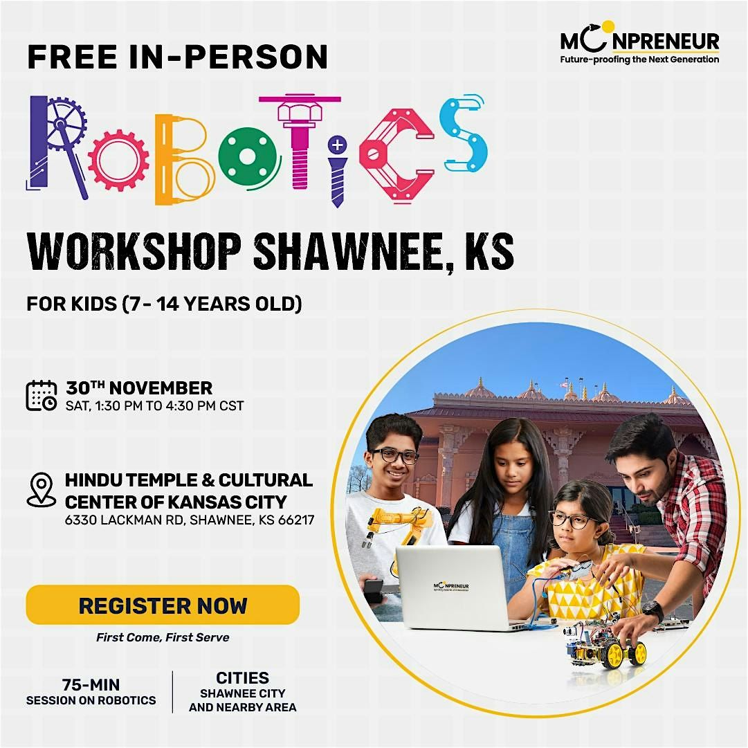 Free Robotics Workshop For Kids at Shawnee, KS (7-14Yrs)