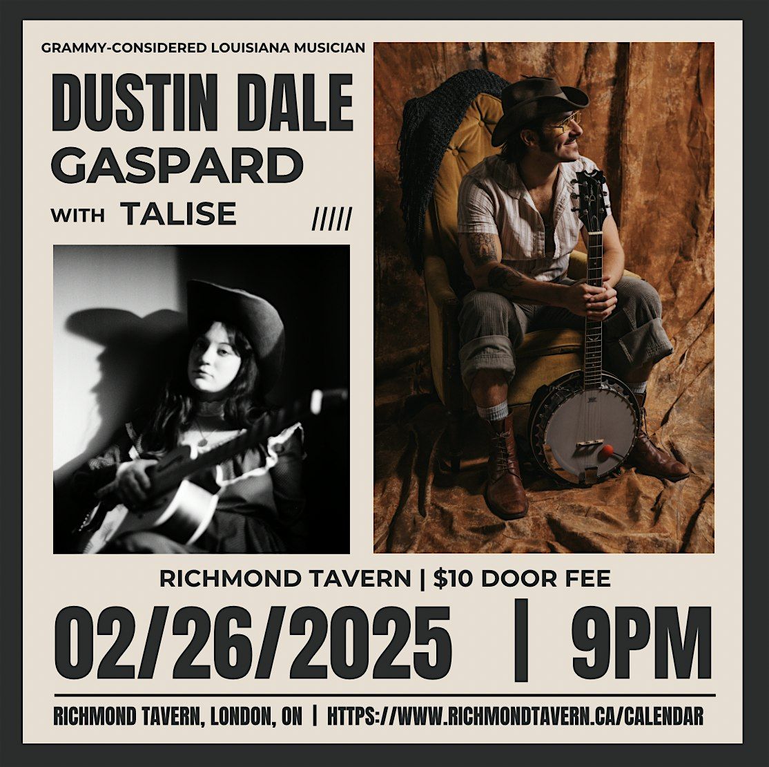 Grammy-Considered Dustin Dale Gaspard & Talise Live @ The Richmond Tavern