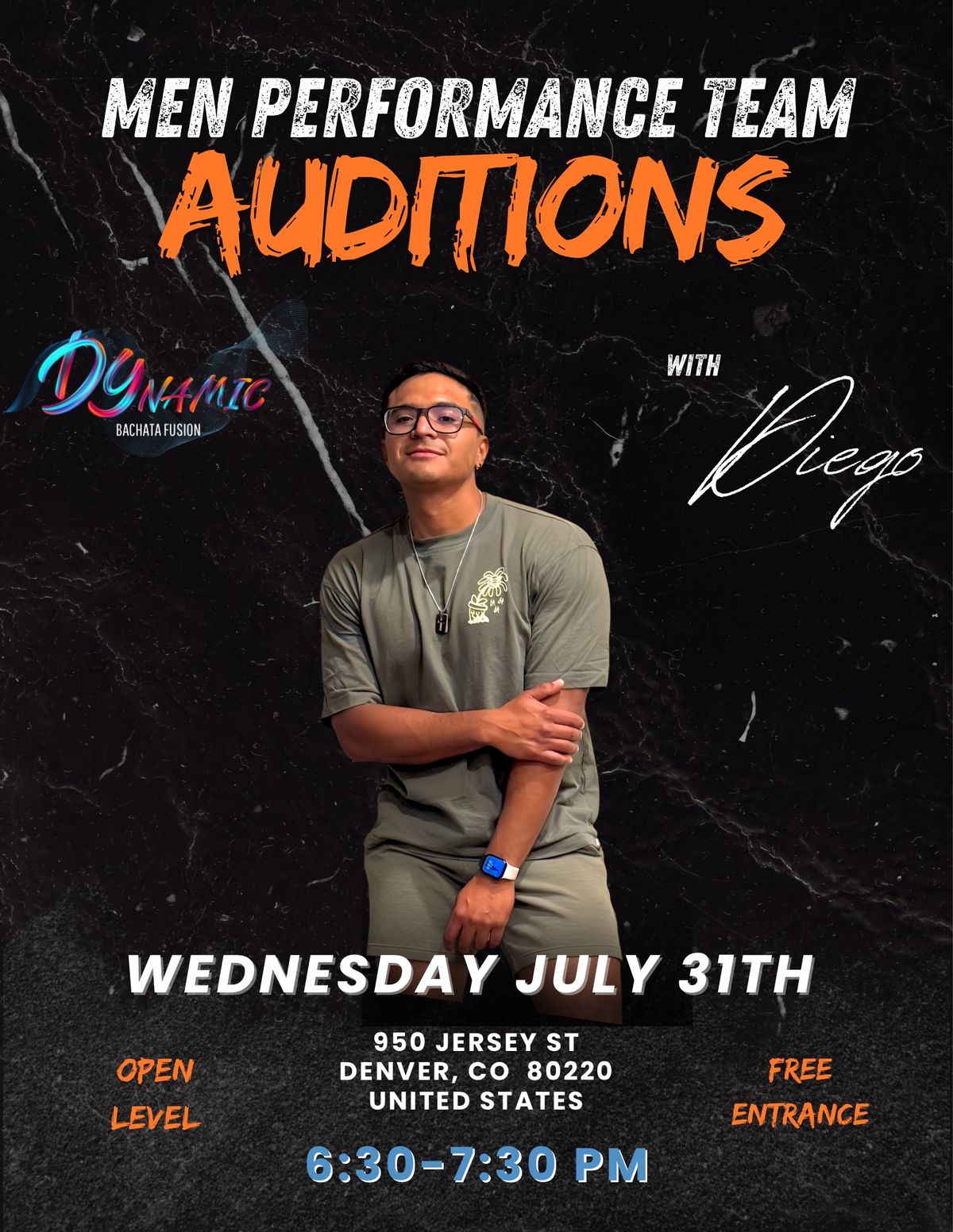 BACHATA MEN\u2019S PERFORMANCE TEAM AUDITIONS