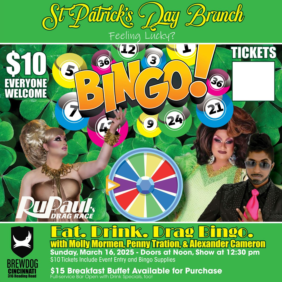 St Patrick's Day Drag Bingo Brunch at BrewDog Cincinnati