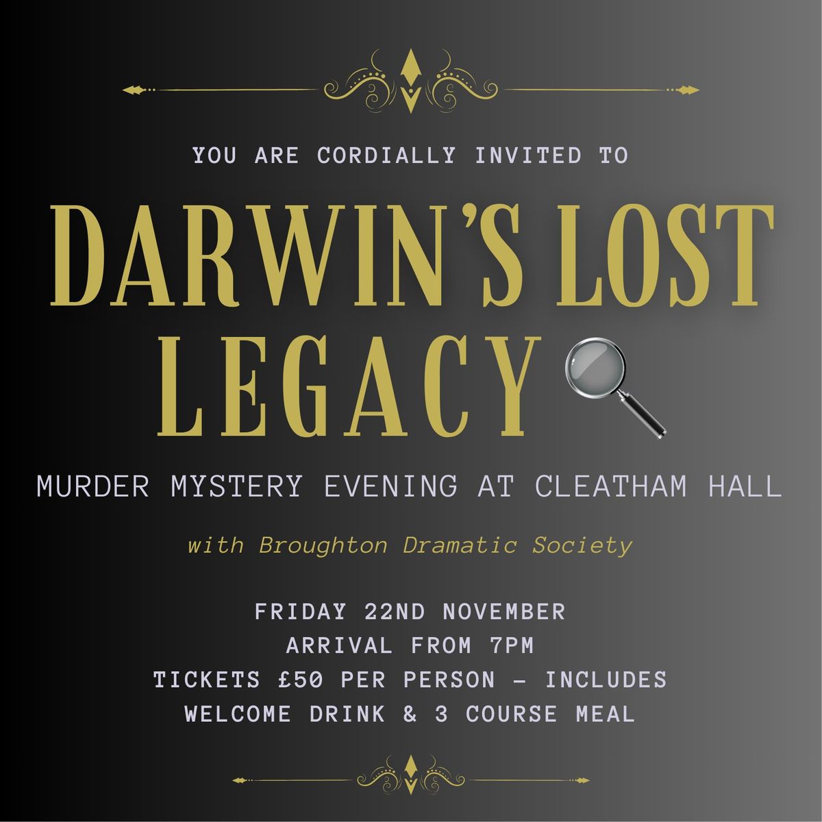 'Darwin's Lost Legacy' Murder Mystery at Cleatham Hall