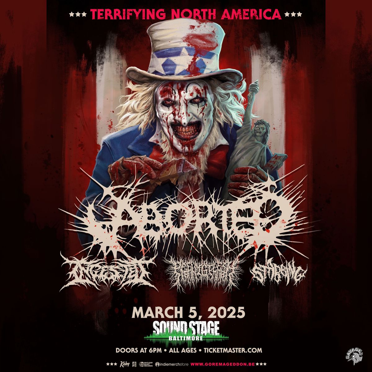 Aborted with Ingested, Peeling Flesh, Stabbing @ Baltimore Soundstage | March 5th