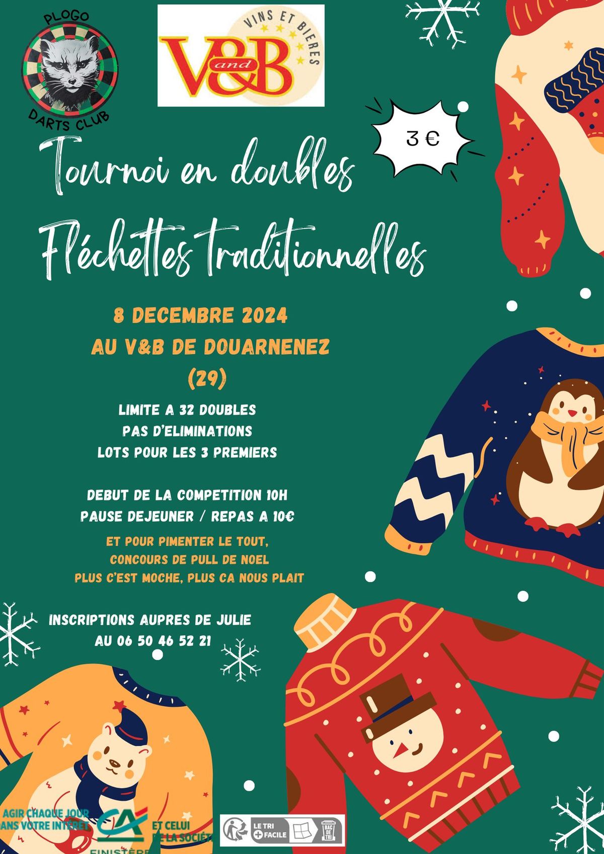 Tournoi de Noel de fl\u00e9chettes Traditionnelles en double