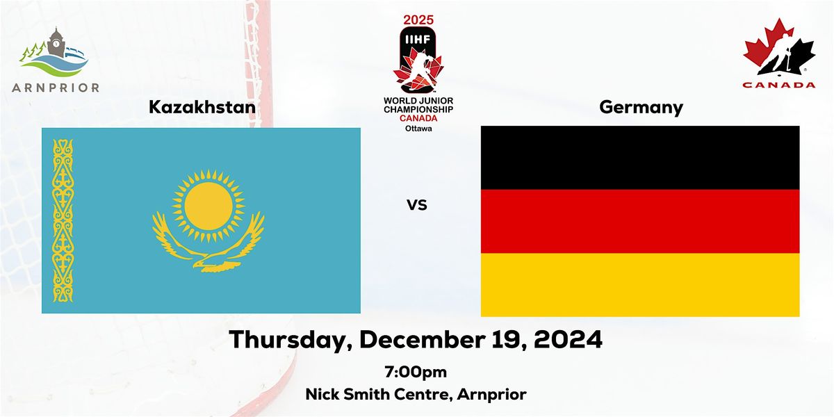 Kazakhstan vs Germany - 2025 IIHF World Juniors Pre-Comp (Arnprior)