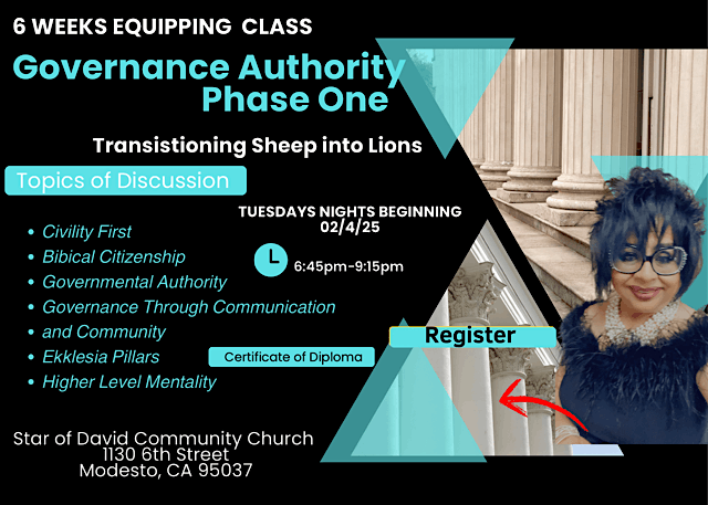 6 Week Governance Authority Equipping Classes - Modesto CA