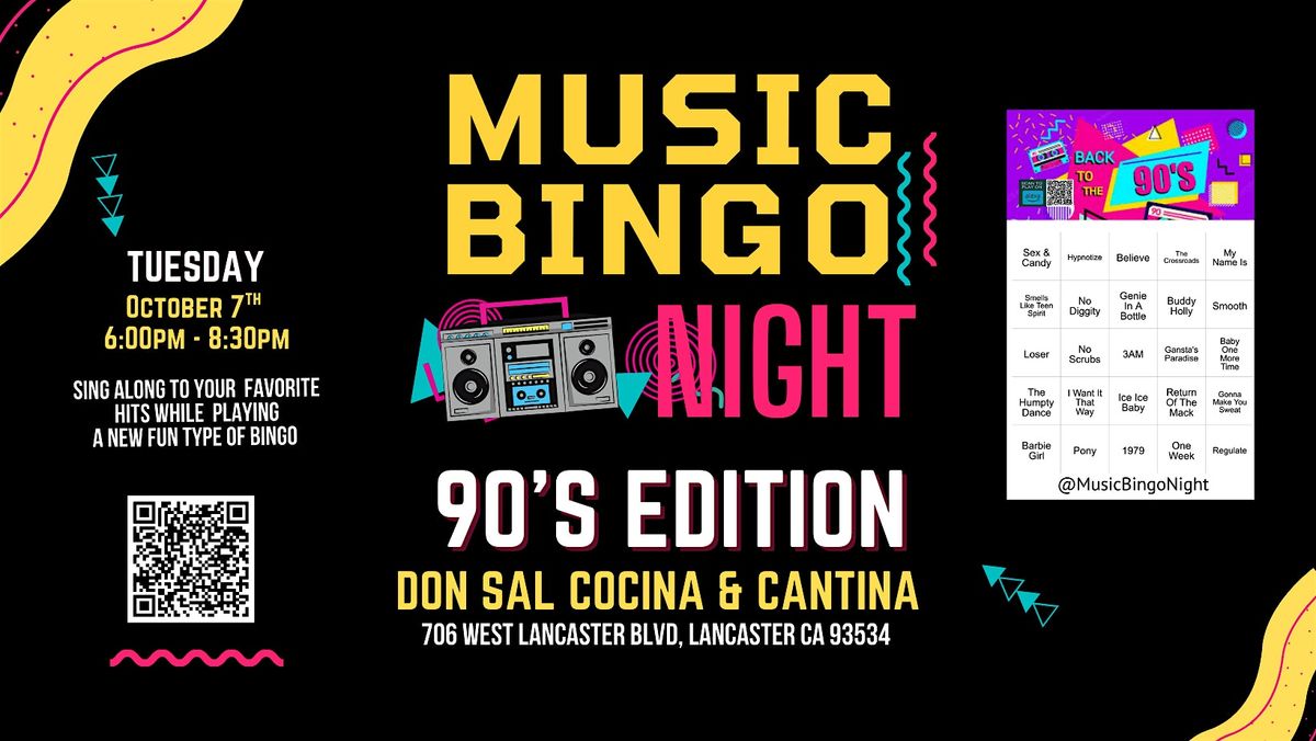 90\u2019s Music Bingo Night @ Don Saul's Cocina & Cantina Lancaster