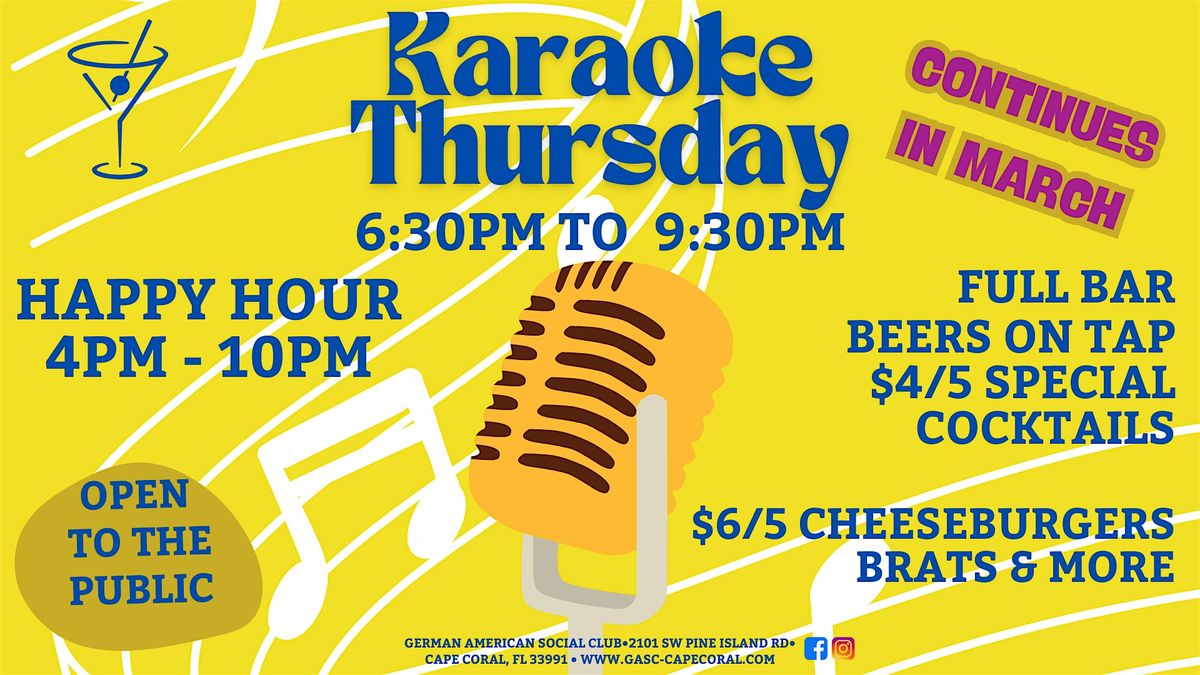 HAPPY HOUR \u2022 THURSDAY KARAOKE