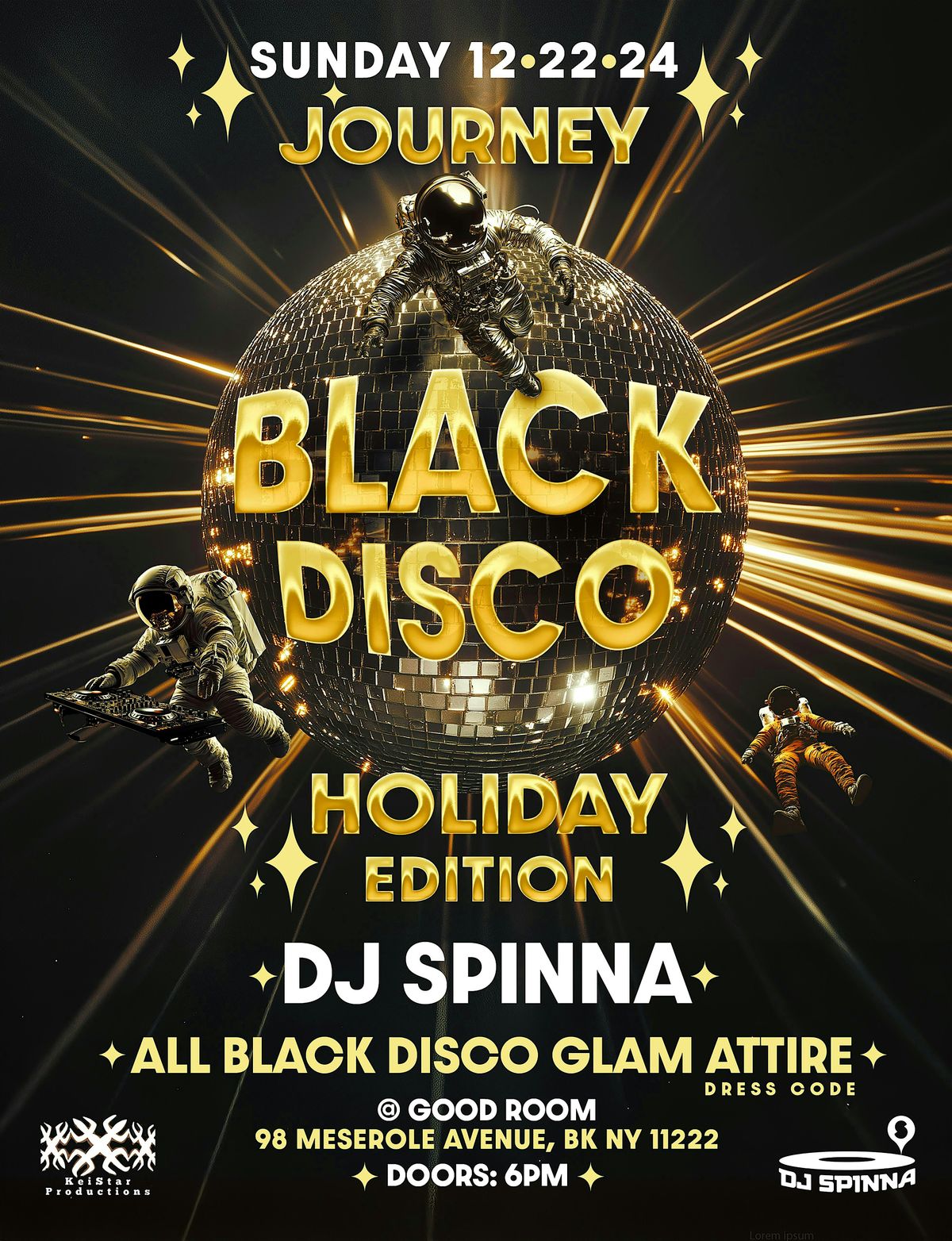 DJ SPINNA's DISCO x JOURNEY Holiday Party - Sun 12.22