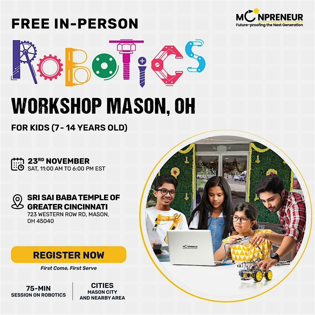 In-Person Robotics Workshop For Kids at Mason, OH