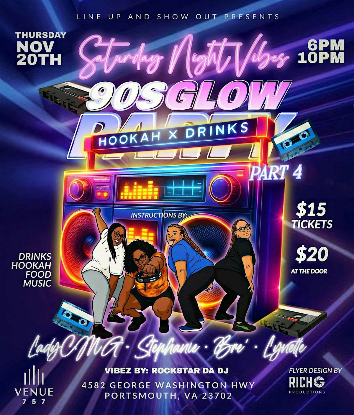 90s Glow Vibe Line Dance Party
