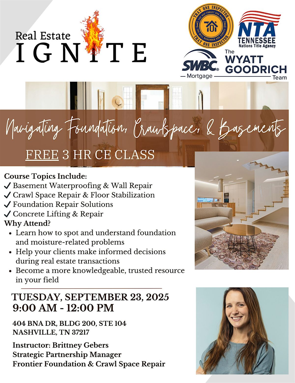 FREE 3-HR CE CLASS FOR REALTORS: Navigating Foundation, Crawlspace, & Basem