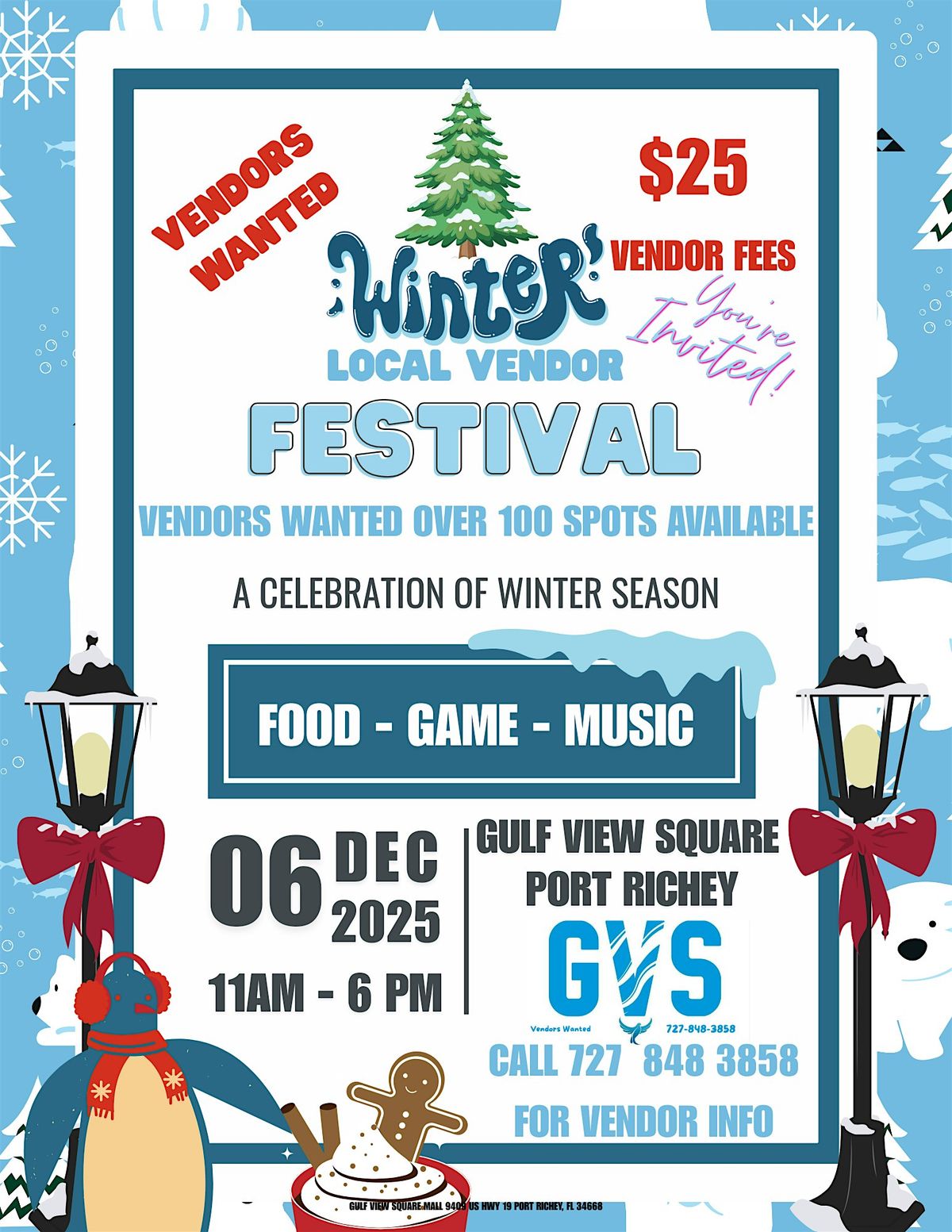 VENDORS WANTED Winter Fest Port Richey