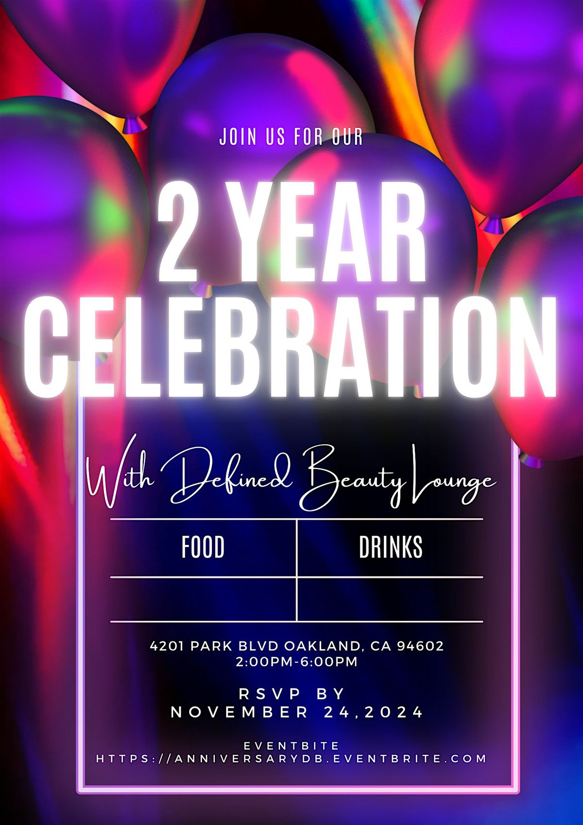 Defined Beauty Lounge 2 Year Celebration