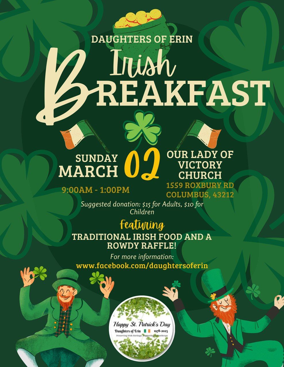 Daughters of Erin Traditional Irish Breakfast Fundraiser