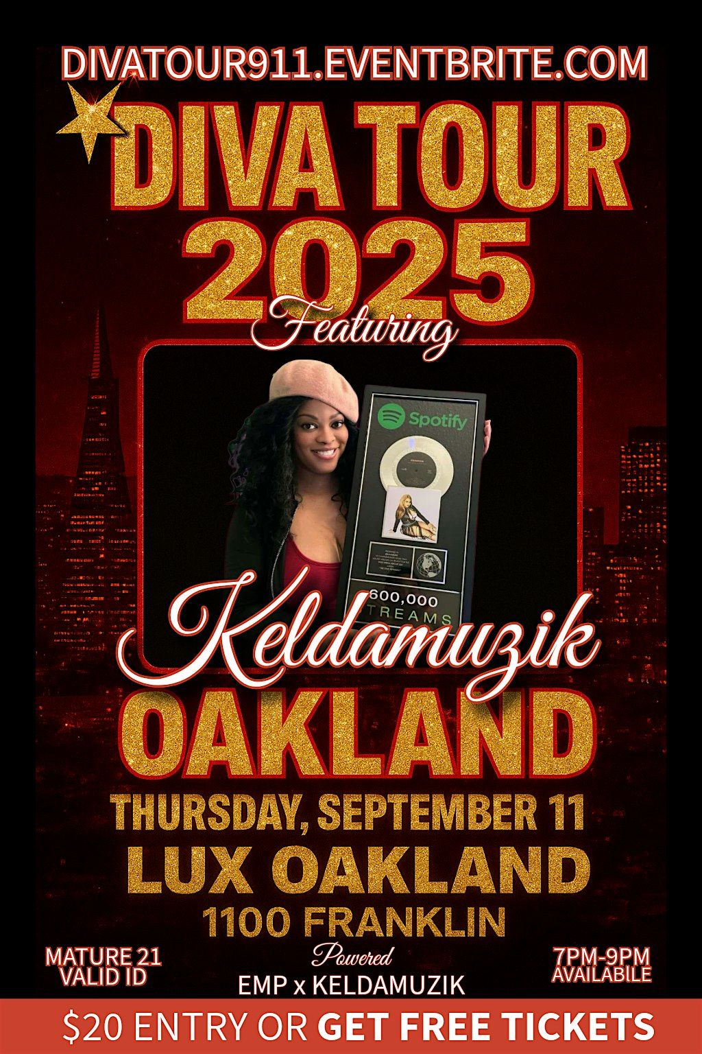 Diva Tour 2025 Starring Keldamuzik & Friends Thursday Sept 11 Lux Oakland