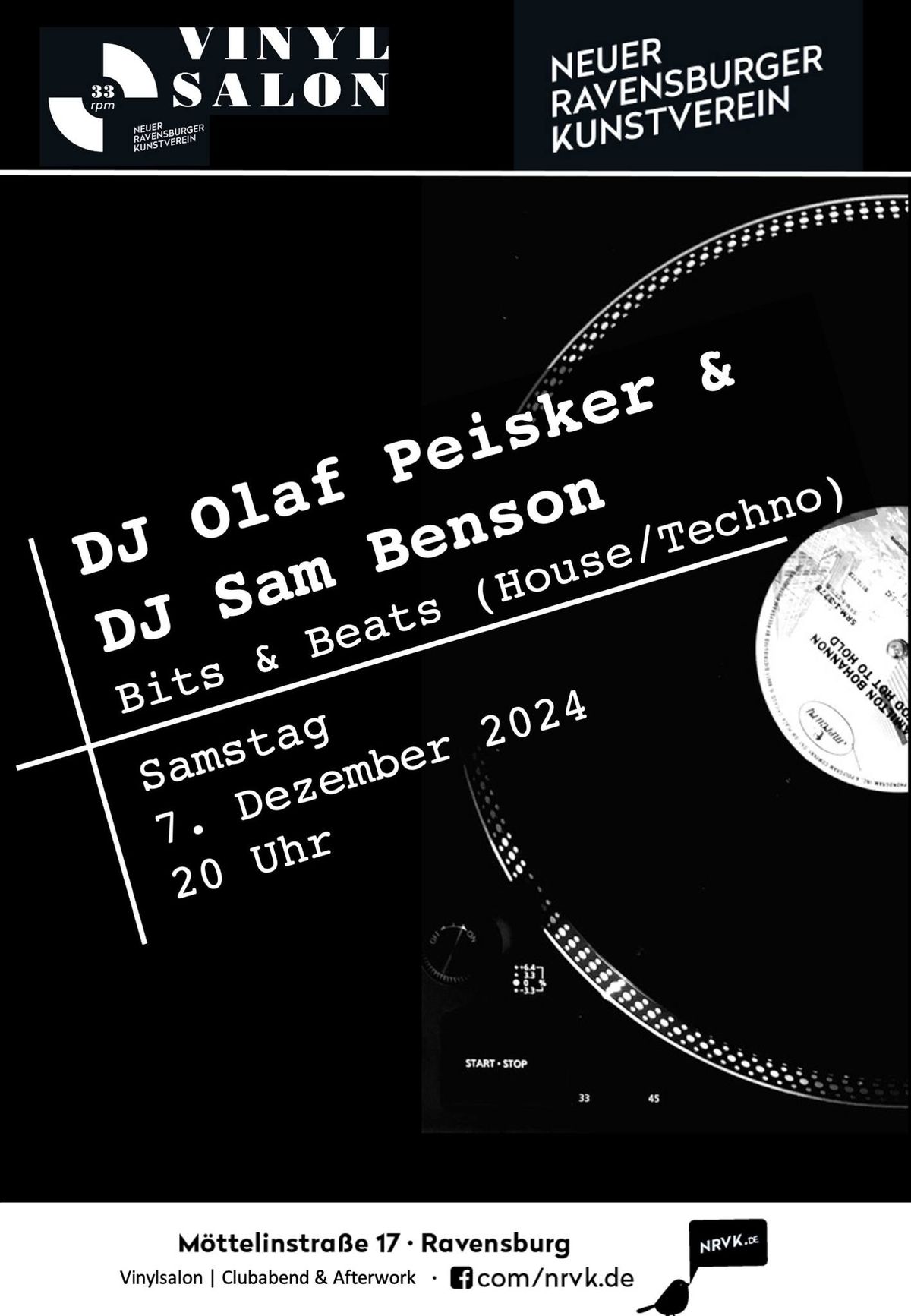 33 rpm \u2013 Der Vinylsalon: DJ Olaf Peisker & DJ Sam Benson - Bits & Beats \/ House und Techno